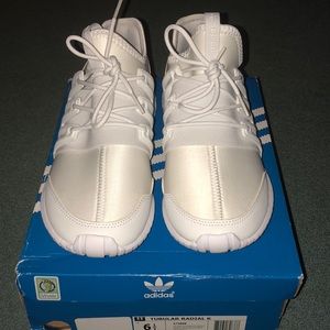 White Adidas Tubular Radial